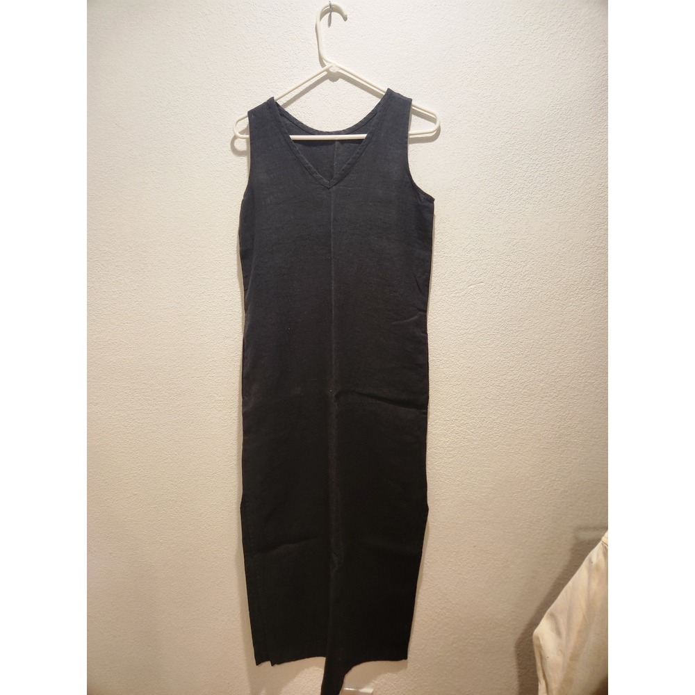 FLAX Black‎ Linen Sleeveless Midi Dress Womens S Made in Lithuania NWOT
